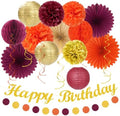 Burgundy-Orange Gold Fall-Autumn Birthday Hanging-Decorations - Huglony by Huglony