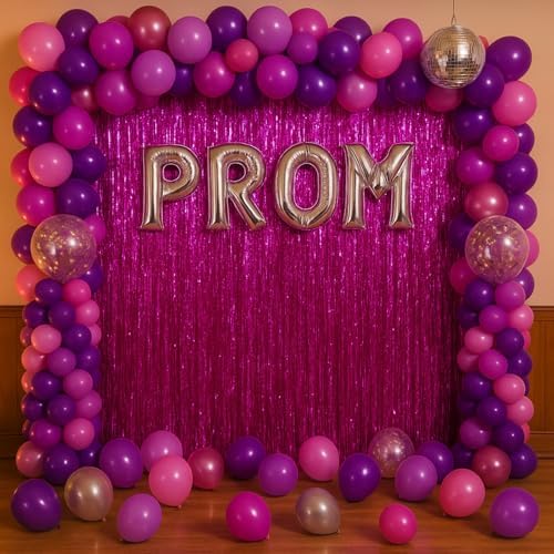 Voircoloria Pink Foil Fringe Backdrop Curtains, 3.3x8.2ft, 3 Pack - Image 6