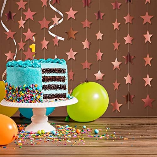 Patelai Glitter Star Garland Banner Decor, 130 Feet Star Hanging Bunting Banner Bright Backdrop for 2026 Graduation Prom Wedding Birthday Christmas Party Supplies(Glitter Rose Gold) - Image 4