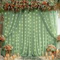 Sage Green Backdrop Curtains with Lights,10x10FT Wrinkle Free Photo Curtains Backdrop Drapes Fabric for Baby Shower Birthday Ceremony Reception Home Party Decorations-5ft x 10ft,2 Panels by Partisky