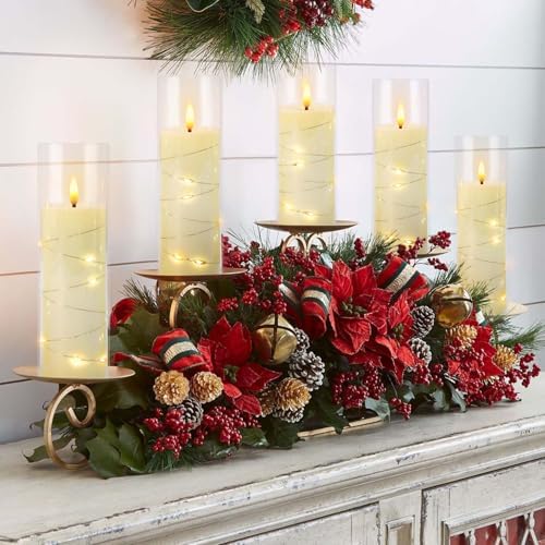 Pack of 5 (D2.2 X H 5" 6" 7") Ivory Flickering Flameless Candles Battery Operated with Remote, LED Pillar Candles with Realistic Moving Wick for Halloween, Christmas, Home Decor. - Image 6