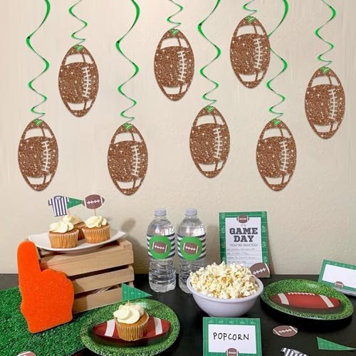 BEISHIDA Football Hanging Swirl Decorations-15Pcs Pre-Strung Football Party Ceiling Hanging Decorations for Game Day Birthday Theme Party Supplies - Image 3