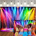 10x8ft Fabric Disco Rainbow Stage 70s 80s 90s Backdrop Vintage Lights Photography Background Rock Music Club Neon Glow Party Decorations Photo Banner 312 by LTLYH