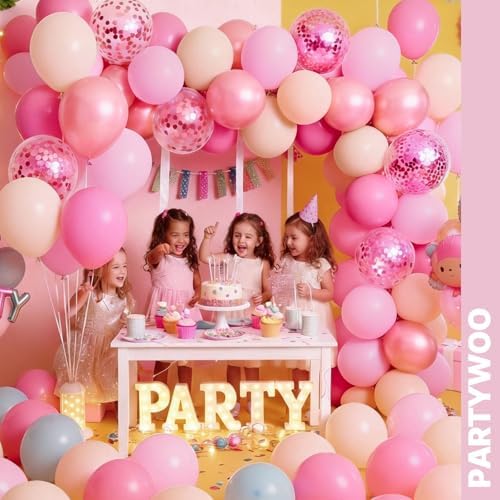 PartyWoo Pink and Gold Balloons 66pcs 12 Inch Gold Pearl Hot Pink Balloons - Image 7