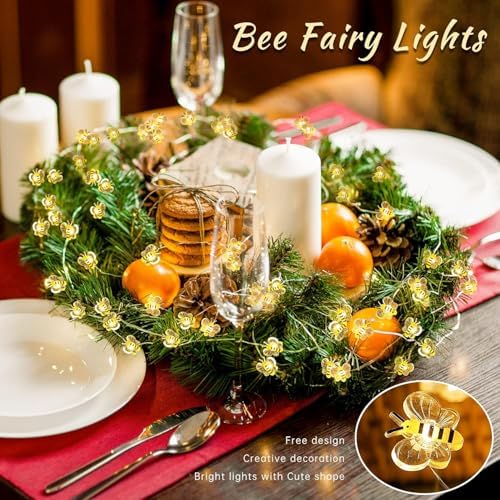 Bee Decor String Lights with Twinkling 10Ft 30Leds Battery Operated Spring Bee Bumble Cottage Core Decor Honey Gifts for DIY, Home, Classroom, Birthday, Party, Wedding, Christmas Tree - Image 4