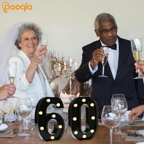 Pooqla Black Light Up Numbers, 60th Birthday Decorations for Men - Image 2