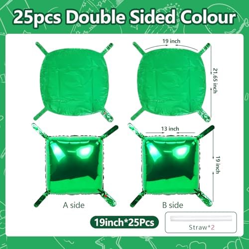 NISOCY 25PCS Metallic Green Square Foil Balloons Wall Backdrop - Image 2