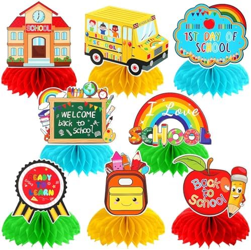 JULMELON 8 Pcs Back to School Table Decor, 3D Welcome Honeycomb Centerpiece by JULMELON