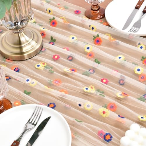 3 Pack Flower Table Runner Floral Daisy Fall Wedding Birthday Party Decor - Image 5
