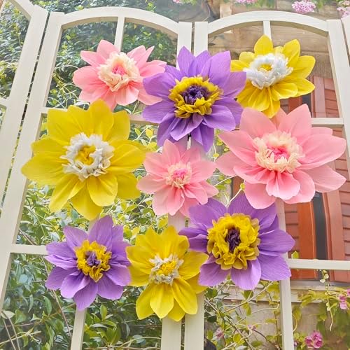 Mybbshower Crepe Paper Flower for Wall Paper Pom Pom Decor Girls Birthday Party Backdrop Baby Shower Nursery Decoration Pack of 9 (Lilac Pink) - Image 6