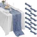 Bailarina 12 Pack Cheesecloth Table Runner 17x108 Inch Long Gauze Cheese Cloth 9ft Wrinkled Sheer Table Runner for Wedding Reception Birthday Party Table Decoration (Dusty Blue) by Bailarina