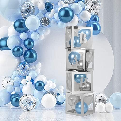 Voircoloria Baby Boxes with Letters, Silver, 4 Transparent Balloon Boxes - Image 5
