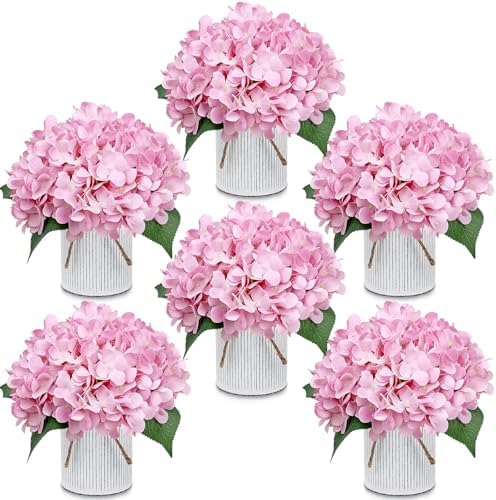 Blush Pink Flower Table Centerpieces, Set of 6, Hydrangeas by DIYDOFUN