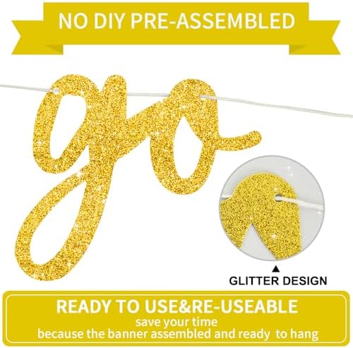 BEISHIDA Glitter Gold Pre-Strung Go Shawty It's Your Birthday Banner Decor - Image 2