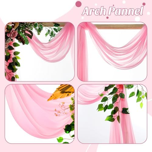 Pack of 2 Wedding Arch Drape Panel Fabric 30" x 100ft - Coral - Image 5