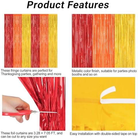 ZATAYE 2 Pack Thanksgiving Foil Curtain Streamer Decorations - Image 4
