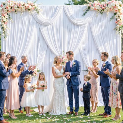 6 Panels White Backdrop Curtain for Parties Wedding Wrinkle Free White Photo Curtains Backdrop Drapes Fabric Decoration for Baby Shower 30ft(W) x 10ft(H) - Image 3