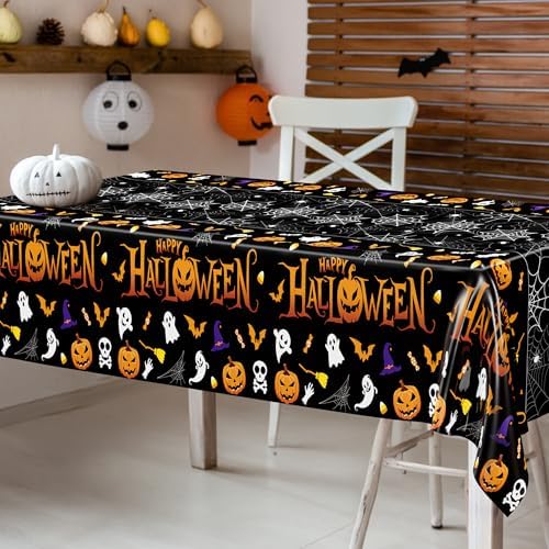 4 Pack Halloween Tablecloth 54 x 108 Inch Pumpkin Spider Web Table Cover - Image 6