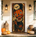 Halloween Pumpkin Character Door Banner 35.4 x 78.7 Inch Polyester Door Cover, Vintage Pumpkin Entrance Decoration with Black Cat for Front Door Porch Entryway Seasonal Home Decor by Unknown