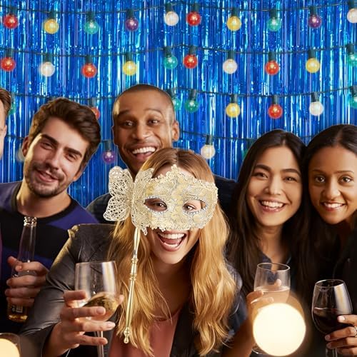 3 Pack 3.28ft x 6.56ft Blue Metallic Tinsel Foil Fringe Curtains, Photo Booth Backdrop Party Decorations for Birthday Wedding Baby Shower Graduation Bachelorette New Years - Image 5