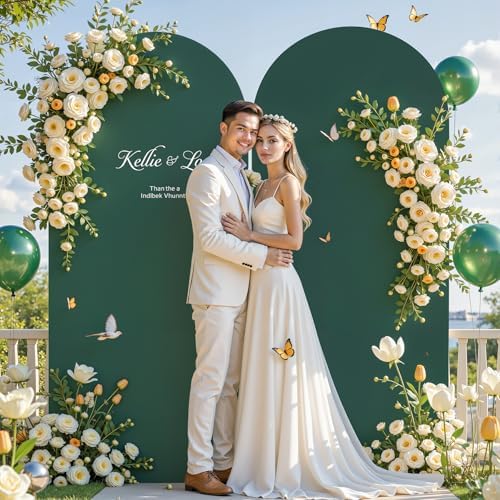 6.6 ft Arch Backdrop Cover Hunter Green - Double-Sided Spandex Arch Covers Stretchy Backdrop for Balloon Arches Birthday Party Baby Shower Banquet Wedding Photo Background - Image 4