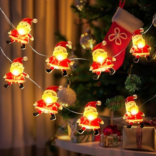 Coquimbo Christmas Decorations Indoor Lights, 10FT 30 LED Christmas Santa Claus Fairy String Lights Battery Operated for Xmas Tree Party Festive Holiday Cute Room Decor by Coquimbo