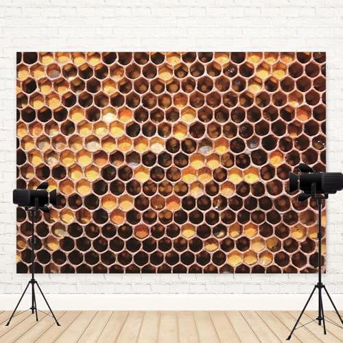 12x8ft Apiary Honeycomb Backdrop Bee Honey Nest Beehive Photography Background Bee Farm Honeymoon Girls Boys Happy Birthday Banner Decorations Newborn Baby Shower Portrait Photo Booth Prop - Image 4