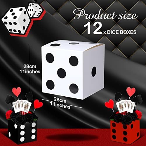 Ctosree 12 Pcs Large Casino Dice Box Casino Party Decor, White - Image 2