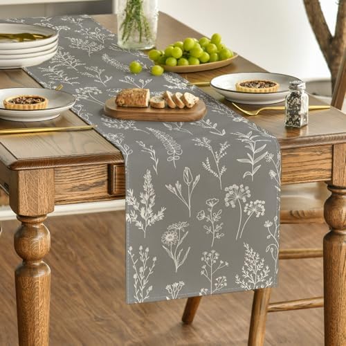 Artoid Mode Leaves Flowers Spring Table Runner, Seasonal Kitchen Dining Table Decoration for Home Party Decor 13x72 Inch - Image 3