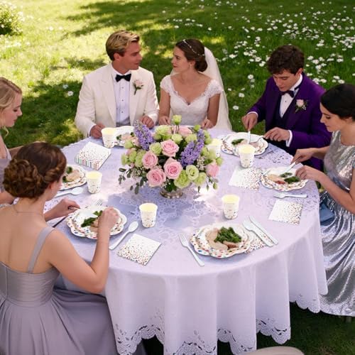 Colorful Birthday Plates and Napkins 350PCS Confetti Colorful Paper Plates Happy Birthday Disposable Tableware Set Serve 50 for Art Paint Party Supplies Bubble Decorations - Image 7