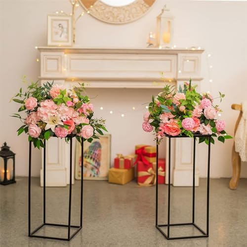 Sziqiqi Black Geometric Centerpiece Flower Stand with Plate, 10Pcs, 23.6in - Image 3