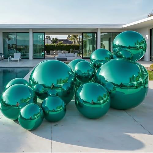 50 Inch Metallic Dark Green Round Foil Balloons 3pcs Large 4D Ball Balloons - Image 6