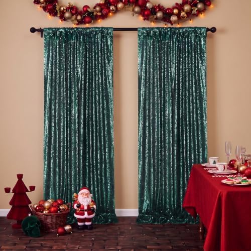 Green Sequin Backdrop Curtains,4 Panels 2FTx8FT Curtain Backdrop for Party - Image 5