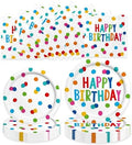 60PCS Happy Birthday Paper Plates and Napkins, Rainbow Dot, Kids by Unknown
