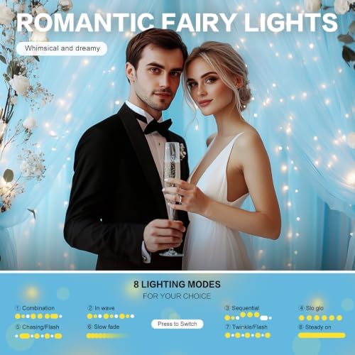 Baby Blue Tulle Backdrop with Fairy Lights for Parites Wrinkle-Free Sheer Curtain Drapes Photo Back Drop for Wedding Baby Shower Bridal Shower Birthday Dance Home Décor- 10ft×8ft, Baby Blue - Image 4
