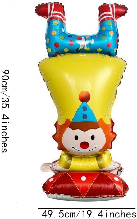 circus theme party decorations 7Pack 4D Self Standing 35.4 Inch Huge Clown aluminum18Inches Carnival tent Foil Balloons, for birthday Halloween christmas party Decorations (7pack) - Image 4