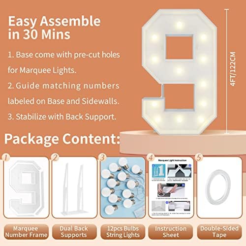 4FT Marquee Numbers, Large Light Up Numbers 9 for 9th Birthday Party Decor - Image 5
