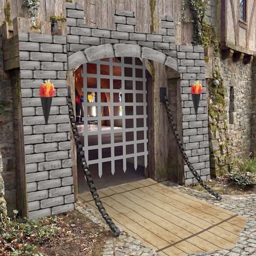 Frienda 105 Pcs Medieval Knight Birthday Party Decor Large Castle Backdrop - Image 5