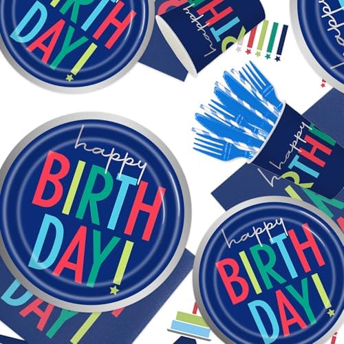 141Pcs Dark Blue Party Supplies for Baby Shower - Dark Blue Birthday Decorations Plates and Napkins Forks Cups Straws Cutlery for 20 Guests Happy Birthday Party Decorations - Image 6