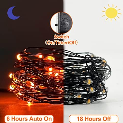 TURNMEON 3 Pack Orange Lights Total 30Ft 90LED Halloween Lights with Timer - Image 2