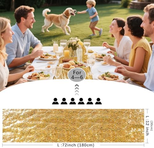 10 Packs 12 x 72 inches Black Gold Sequin Table Runner - Image 4
