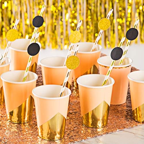 MOWO Gold Glitter and Black Confetti Circle Table Decoration, 1.2", 200pc - Image 7