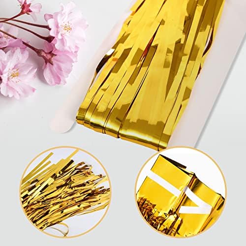 10 Pack Gold Backdrop Curtain 3.2ft x 8.2ft Metallic Tinsel Foil Fringe Curtains Photo Booth Background for Birthday Party Decoration Baby Shower Engagement Wedding Christmas Decoration (Gold) - Image 4