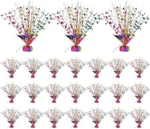 24 Pack Colorful Metallic Foil Spray Centerpiece Star Table Decoration Burst Table Centerpieces for Birthday New Year Wedding Anniversary Graduation Party Supply (Colorful) by Ohiyoo