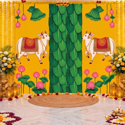 Gilprop Indian Peacock Backdrop for Pooja Decoration, 7 x 5 ft, Pichwai - Image 4