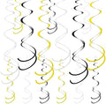 Colorful Ceiling Swirl Foil Decorations Hanging Plastic Streamer Themed Swirl Party for Halloween Graduation Celebration, Pack of 28 (Gold, Black and Sliver) by Yymobt