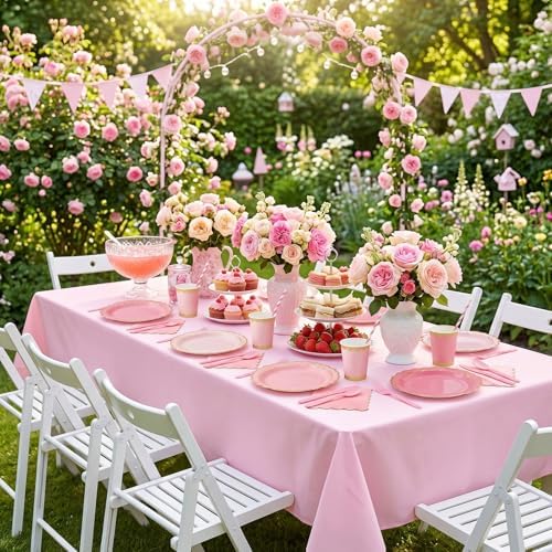 Vesici 452 Pcs Pink Party Decorations Disposable Tableware Set for 50 Guest - Image 2
