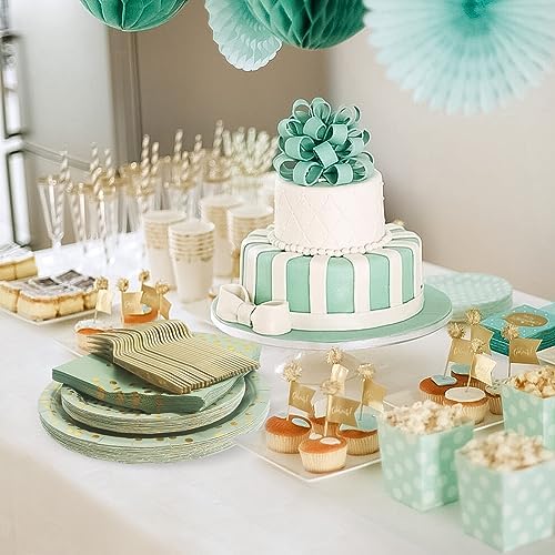 Sage Green Plates and Napkins Party Supplies - Image 4