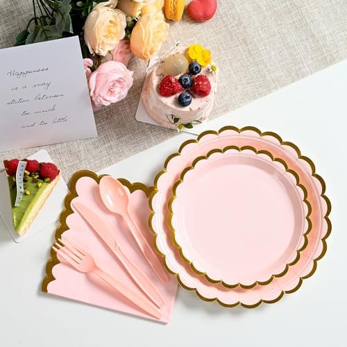 FrutPunch 176 Pieces of Pink Paper Plates, Party Plates, Cups, Napkins Sets - Image 2