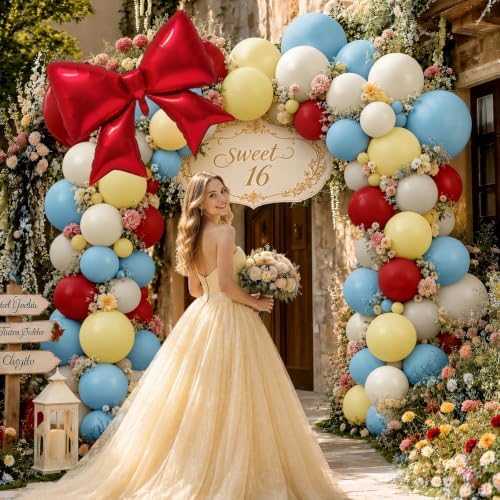 Princess Balloon Arch Kit Double Stuffed Red Blue Yellow White Balloons - Image 7